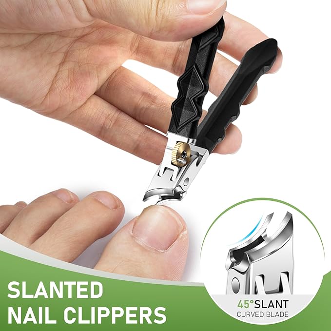 Toenail Clippers for Thick Toenails, Wide Jaw Opening Nail Clippers for Men, Heavy Duty Ingrown Toenail Clippers Nail Cutters, Ultra Sharp Slanted Nail Clippers with Long Handle