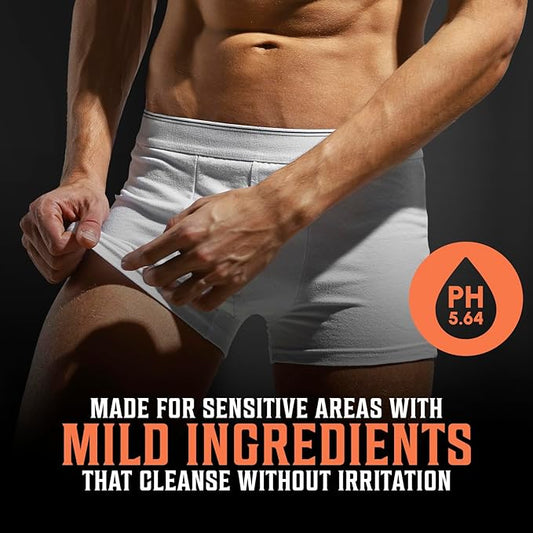 Viking Revolution Mens Intimate Wash - Foaming Body Wash Men with Aloe Vera, Tea Tree Oil, Witch Hazel - Cleaning, Refreshing Soap for Mens Hygiene Essentials - Stocking Stuffers for Men (3.4 fl oz)