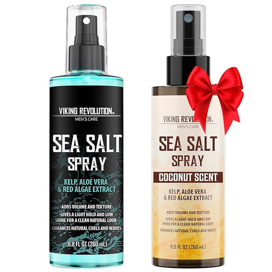 Viking Revolution Sea Salt Spray for Hair Men - Hair Texturizing Spray with Kelp, Aloe Vera and Red Algae Extract to Add Volume and Texture - Ocean Breeze and Coconut Scent, 8.8oz each
