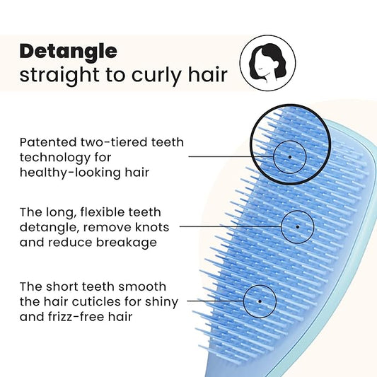 Tangle Teezer Ultimate Detangler Brush for Wet & Dry Hair, Eliminates Knots & Reduces Breakage for All Hair Types, Denim Blues