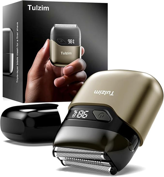 Electric Foil Shaver for Men: Portable Electric Razor for Beard/Face, 3 Floating Blade LED Display USB-C Fast Rechargeable, IPX7 Waterproof for Travel & Home,Matte Brown