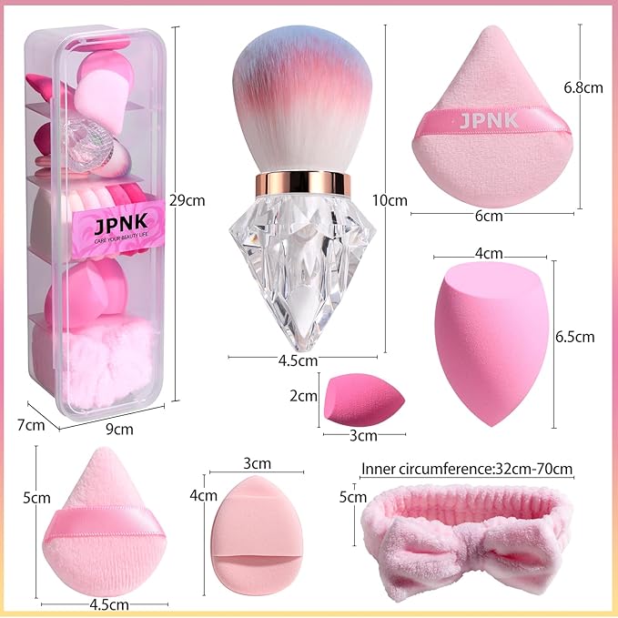 JPNK 20PCS Makeup Sponges Set with Powder Puff Brush for Liquid, Cream, and Powder And Small Mini Figure Makeup Sponge