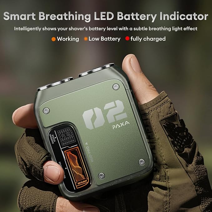 PAXA Mini Electric Shaver for Men,9000Rpm Electric Razor for Men,Magnetic Dual-Head Rotary Pocket Shaver IPX7 Waterproof Wet & Dry for Shaving Face,USB-C Rechargeable for Home,Car,Travel(Green)