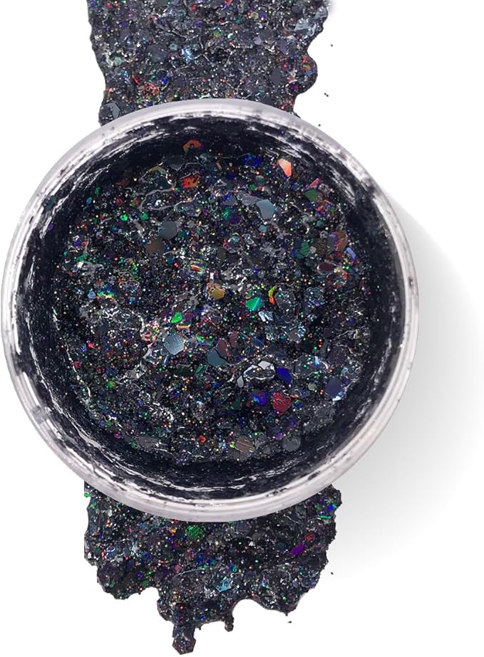 Black - Holographic Body Glitter Gel for Body, Face, Hair - Vegan & Cruelty Free - Electric Bliss Beauty (Black)