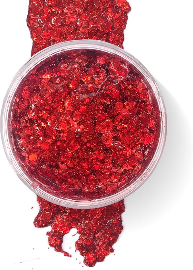 Red - Holographic Body Glitter Gel for Body, Face, Hair - Vegan & Cruelty Free - Electric Bliss Beauty (Red)