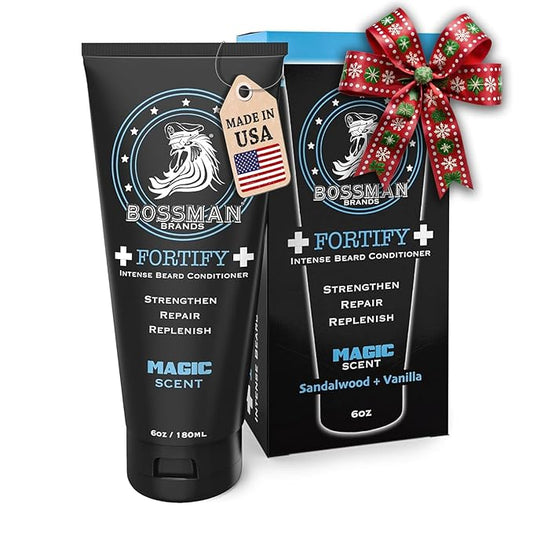Bossman Fortify Intense Beard Conditioner for Men (Magic Scent) – Moisturizes, Replenishes & Protects with Natural Ingredients – Thicker Formula, Made in USA