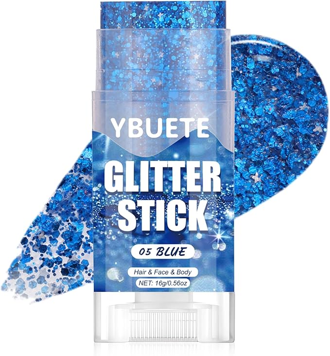 Blue Face and Body Glitter Stick for Sparkling Makeup, Hair Glitter Accessories for Women, Highlighting Stick for Fairy Dust Makeup, Cheerful Face Glitter for Festive Parties and Carnivals