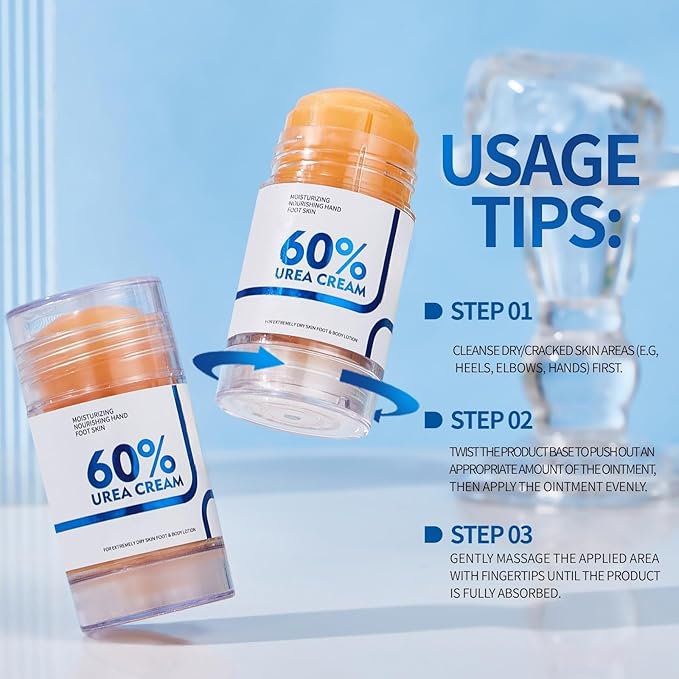 Foot Care Urea Cream Stick 60% Urea Deeply Moisturising with Rapid Absorption Nourishes Dry Skin Removes Dead Skin Suitable for Feet, Knees and Elbows 40g