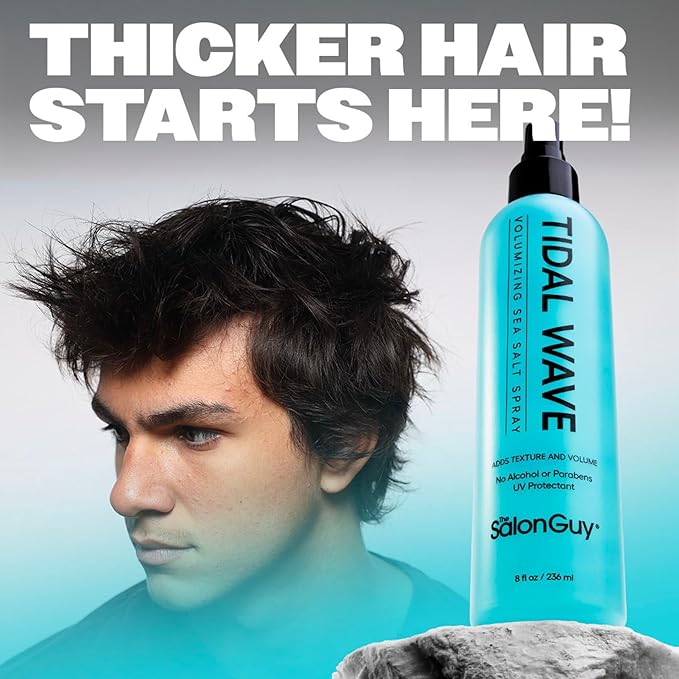 THESALONGUY Tidal Wave Sea Salt Spray for Hair | Texturizing Mist & Volumizing Spray for Men & Women | Adds Beach Waves, Volume & Matte Texture | Alcohol-Free, Paraben-Free, 8 oz