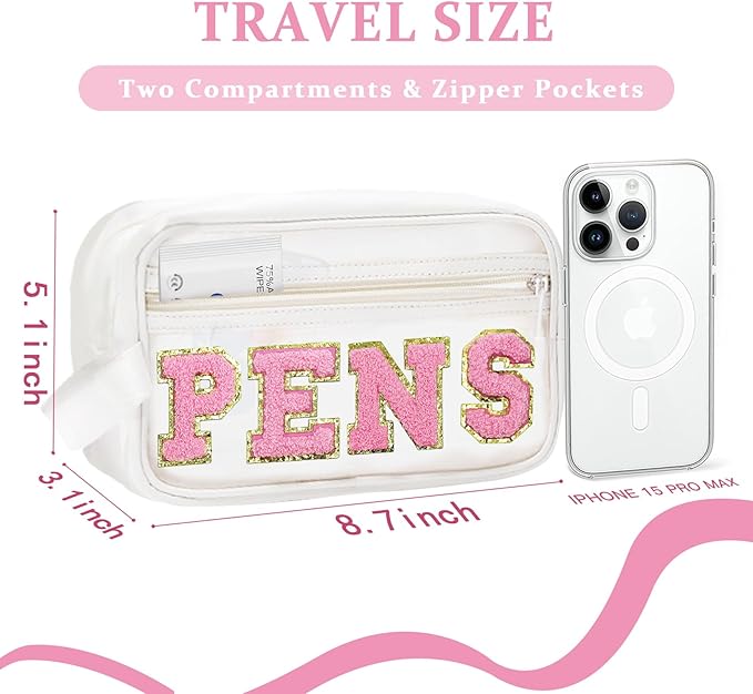 COSHAYSOO Clear PENS Makeup Bag for Women Lady Work Office Cosmetic Accessories Stuff Organizer
