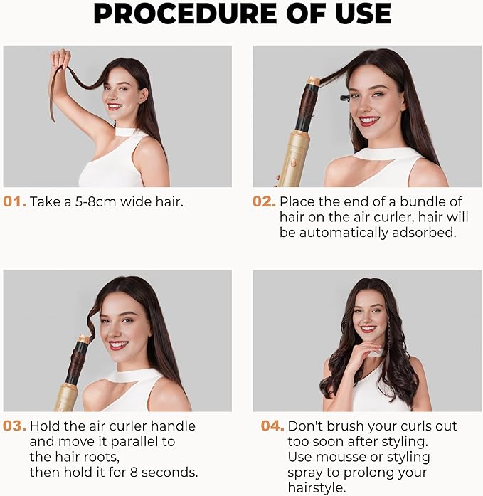 6 in ONE Blow Dryer Brush,Air Curling Iron Round Brush Blow Dryer 800W,Ionic Hair Dryer Brush for Women, Hot Air Brush Hair Styling Tools 100-120V