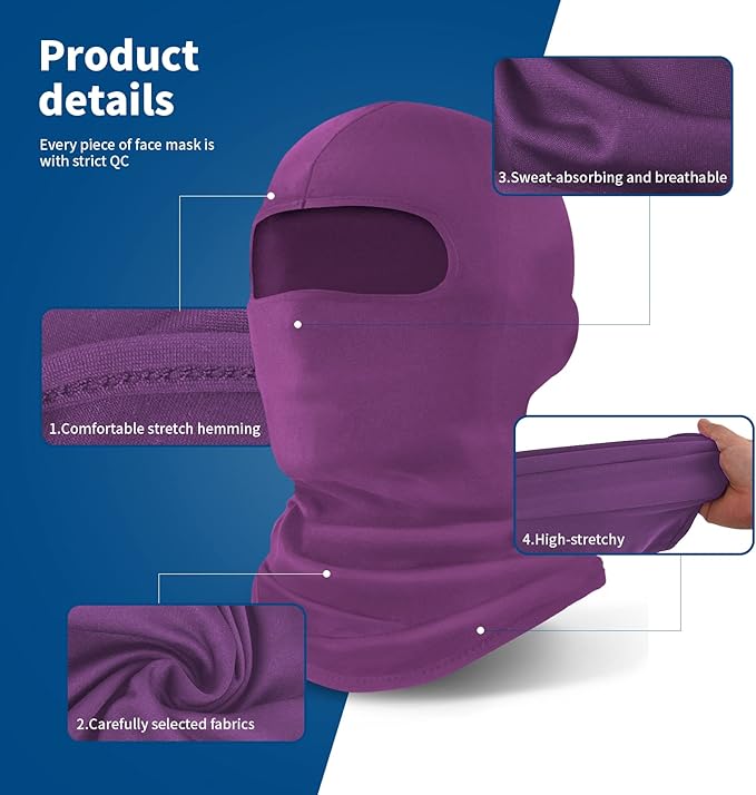 YESLIFE UPF 50+ Balaclava Ski Mask, Motorcycle UV Protector, Motorcycle Helmets Face Mask for Men and Women