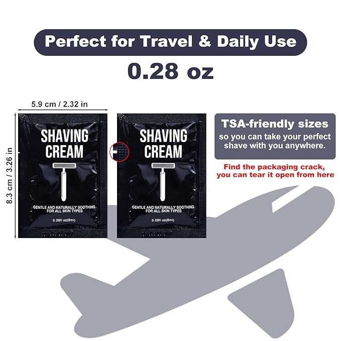 Travel Shaving Cream Bulk for Men 8ml/0.28fl oz,Disposable Shaving Cream in Bulk Individual Travel Shave Cream for Hotel Homeless Charity Home Nursing(Jasmine,Pack of 100)