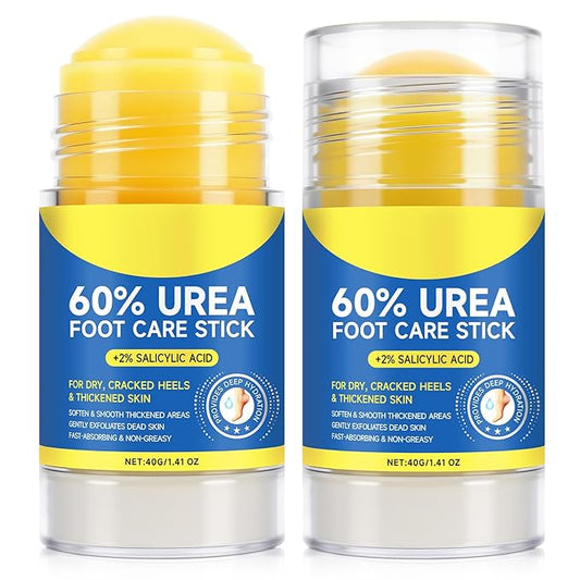 2PACK Urea Cream Stick 60% plus Salicylic Acid 2%,Foot Cream Moisturizer for Dry Cracked Feet,Maximum Strength Urea Foot Cream,Deeply Moisturising and Fast Absorbing Gentle Exfoliation 1.4oz