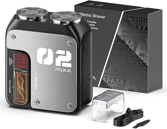 PAXA Mini Electric Shaver for Men,9000Rpm Electric Razor for Men,Magnetic Dual-Head Rotary Pocket Shaver IPX7 Waterproof Wet & Dry for Shaving Face,USB-C Rechargeable for Home,Car,Travel(Gray)