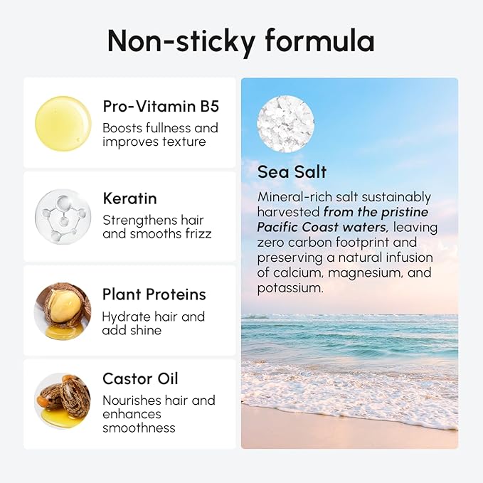 MAREE Sea Salt Spray for Hair – Texture Spray with Keratin, Vitamin B5 & Plant Proteins – Lightweight Non-Sticky Hair Texturizer for Women & Men – Sea Salt Hair Spray for Natural Volume & Beachy Waves