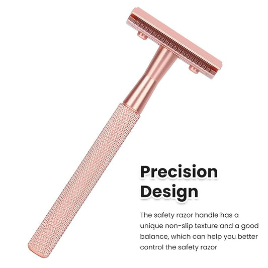 Single Blade Razor For Women With 10 Premium Stainless Steel Reusable Safety Razor Blade, Woman One Blade Razor, Rose Gold