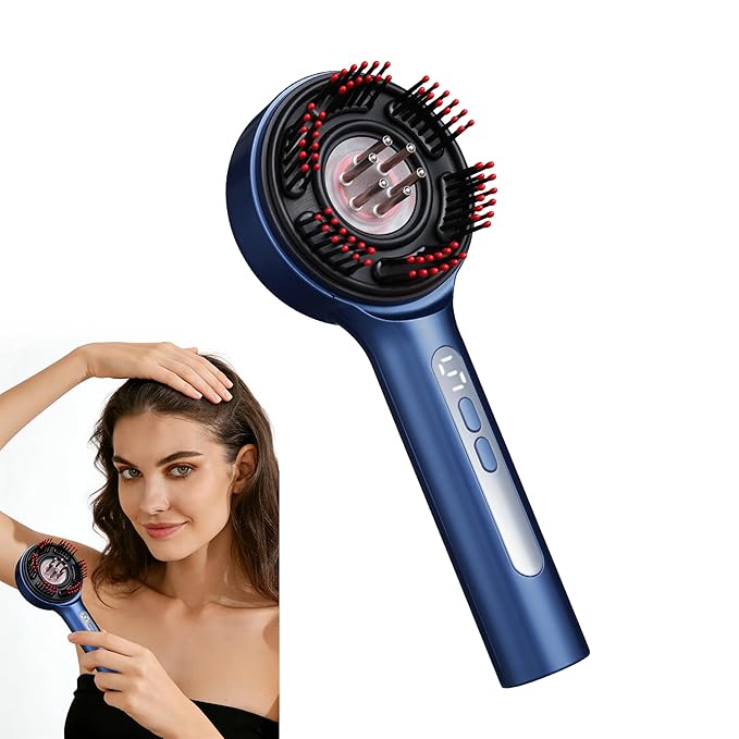 Hair Scalp Massager Comb - Rechargeable Cordless Portable Scalp Care Brush with Essential Oil Applicator, Gentle Scratching & Kneading Massage for Hair & Scalp Nourishment, Fit for Men & Women (Blue)