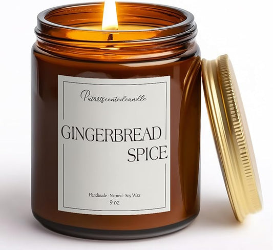 Gingerbread Spice Candles for Home Scented, Natural Soy Wax Aromatherapy Non Toxic Christmas Candle with Long Lasting Burn, Xmas Jar Candle Gifts for House Fragrance Decoration (9oz)