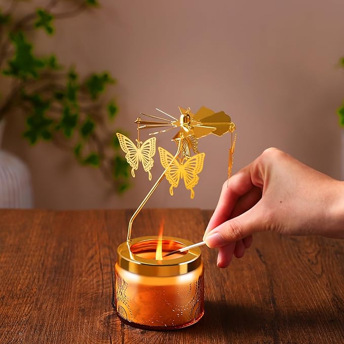 Rotatable Candle, Birthday Gifts for Women, Vanilla Cream Scented Candles Anniversary Christmas Thanksgiving, Butterfly Best Girl, Friends,Mom