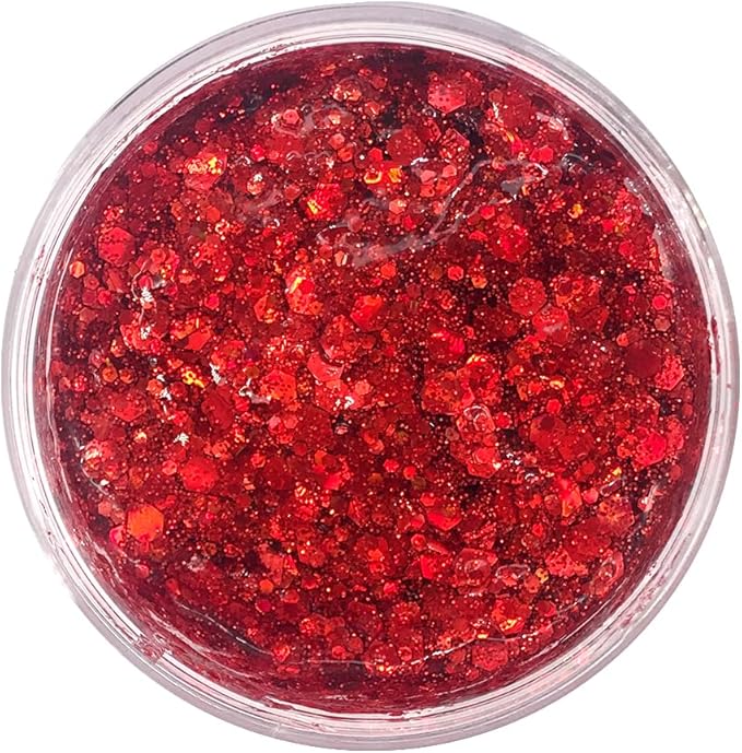Red - Holographic Body Glitter Gel for Body, Face, Hair - Vegan & Cruelty Free - Electric Bliss Beauty (Red)