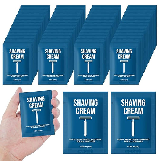 Shaving Cream Bulk Travel 8ml/0.28fl oz,Disposable Shaving Cream in Bulk Travel Shave Cream for Hotel Homeless（White Tea，Pack of 50)