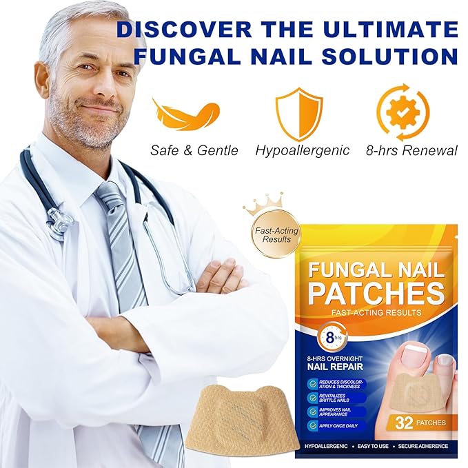 Toenail Treatment Extra Strength, Renewal Nail Pacthes for Damaged, Discolored, Yellow, Thick, Brittle Toenails Overnight Repair, Breathable & Hypoallergenic, 32 Count