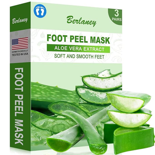 Aloe Vera Foot Peeling Mask, Baby Feet Exfoliating Peel for Dead Skin Removal& Moisturizing Care, Dry Cracked Heels Relief, Softening Rough Feet Spa Socks, 3 Pairs Pack(Unisex)