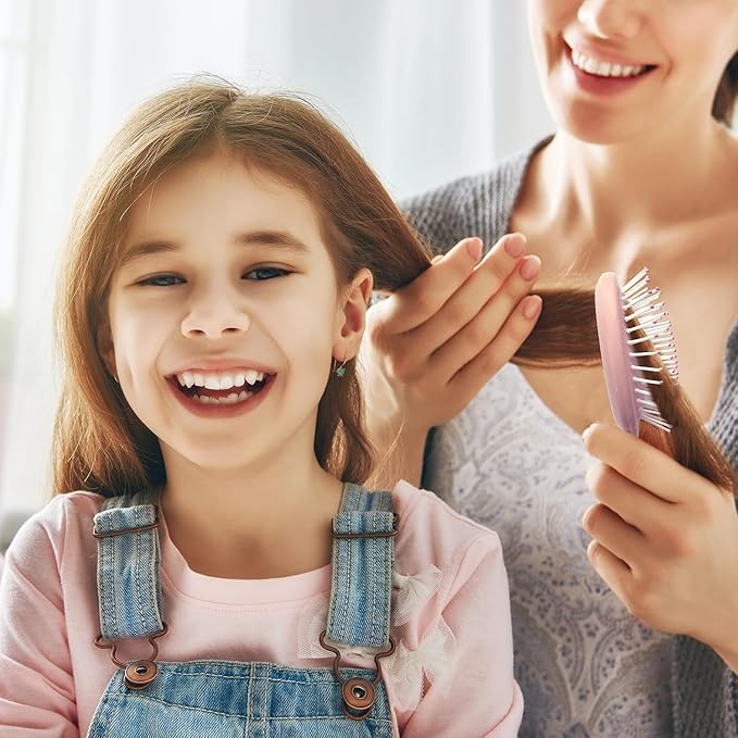 28 Pieces Mini Hair Brush, Detangling Hair Combs Set, Include 14 Travel Mini Brush for Hair 14 Fine Wide Hair Combs Wet Dry Hair for Girls Women Boys Men