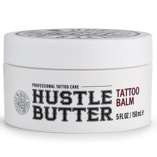 Hustle Butter Tattoo Soap & Aftercare Balm - Antibacterial Soap, Safe To Use While Healing, Vegan, No Petroleum - 5 Ounce Balm & 7 Ounce Tattoo Wash Kit