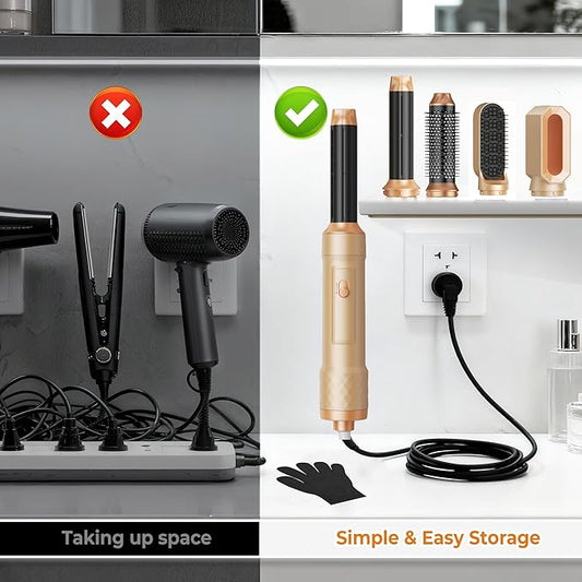 5 in 1 Blow Dryer Brush Set, Hot Air Styler Negative Ion Air Curling Wrap Air Curler, Round Brush Blow Dryer Curling Iron Hair Styling Tools Gift for Dry,Volumize, Straight,Curl,100-120V