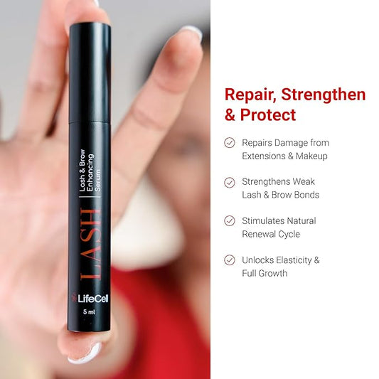 LifeCell Lash Serum, Enhancing Eyelash and Eyebrow Serum for Long Thick Lashes and Brows - Natural Growth Booster, Conditioner, and Thickener for Amplifying Length