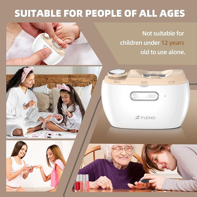 Electric Nail Clipper, Electric Nail Trimmer Suitable for Children, Adults, and Elderly, Automatic Nail Clipper with 2 Adjustable Speeds, Nail Clippers with LED Light and Chip Storage Box