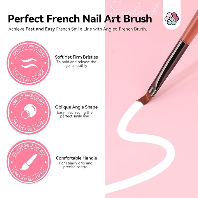 Saviland French Manicure Kit : French Tip Tools for Beginners French Tip Nail Stickers French Nail Brush White Gel Nail Polish Quick-Dry Nail Lamp French Tips Guides for Nail Art