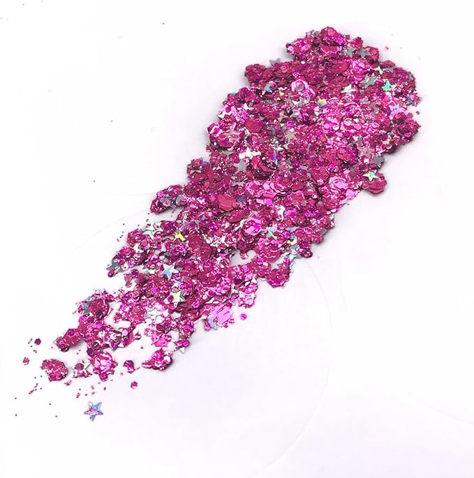 Cosmic Pink & Siver Stars - Holographic Body Glitter Gel for Body, Face, Hair - Vegan & Cruelty Free - Electric Bliss Beauty (Cosmic Pink)