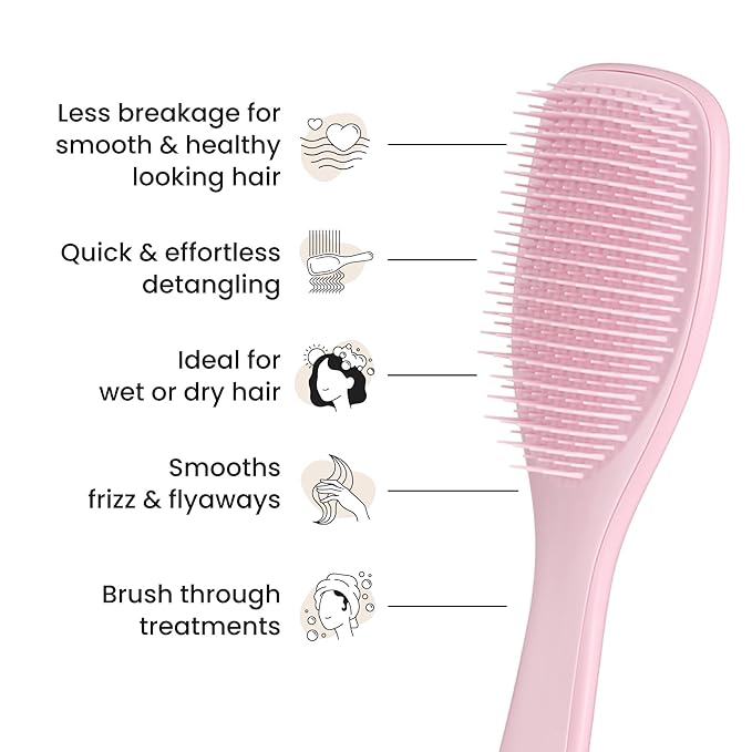 Tangle Teezer Ultimate Detangler Brush for Wet & Dry Hair, Eliminates Knots & Reduces Breakage for All Hair Types, Millennial Pink