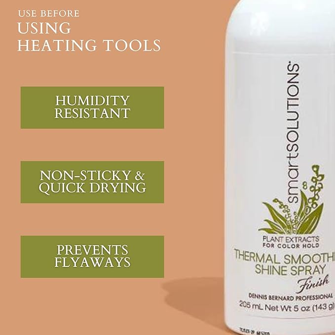 SMART SOLUTIONS Thermal Smooth n' Shine Spray, 5 oz.| Eliminates Frizz & Flyaway's | Non-Sticky