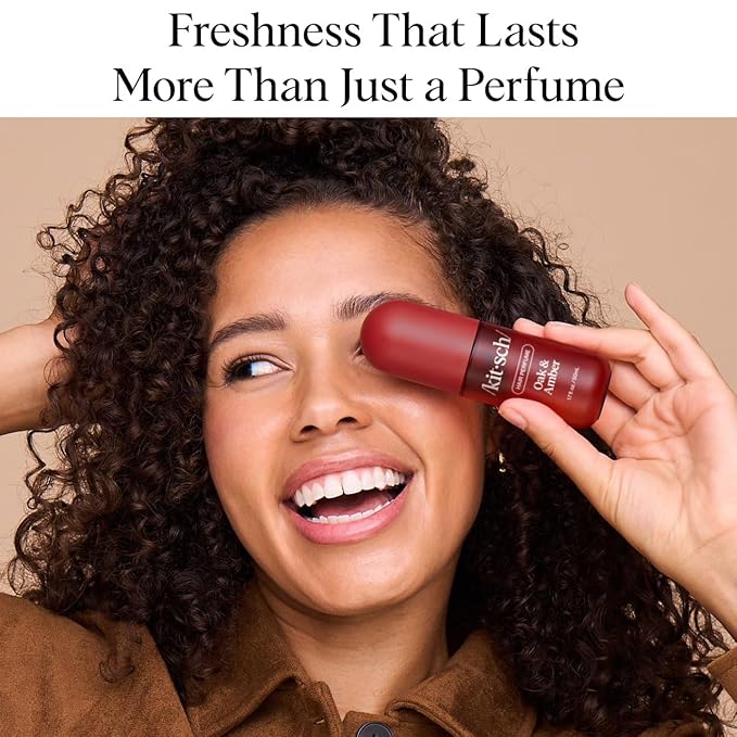 Kitsch Hair Perfume for Women - Oak & Amber | Clean, Deodorizing & Patented Odor-Eliminating Technology Hair Spray & Body Mist - Freshen Hair, Body & Pillows- Berries and Blooming Jasmine Scent - 50mL