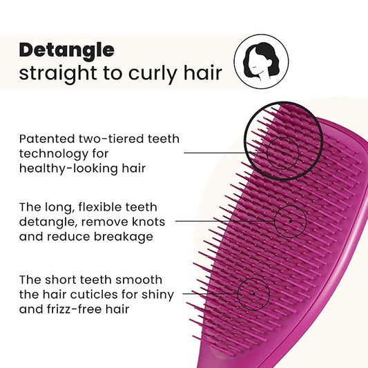 Tangle Teezer Ultimate Detangler Brush for Wet & Dry Hair, Eliminates Knots & Reduces Breakage for All Hair Types, Electric Raspberry