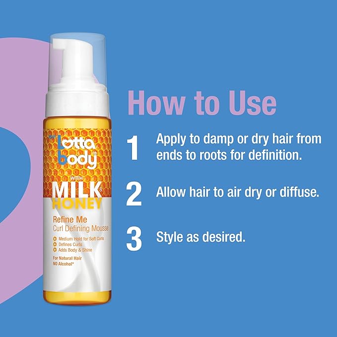 Lotta Body, Refine Me Curl Defining Mousse, Medium Hold for Soft Curls, Moisturizes, Controls Frizz, 7 Fl Oz