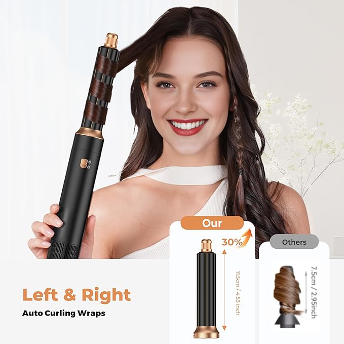 5 in 1 Blow Dryer Brush Set,Hot Air Styler Negative Ion Air Curling Wrap Air Curler, Round Brush Blow Dryer Curling Iron Hair Styling Tools Gift for Dry,Volumize, Straight,Curl,100-120V