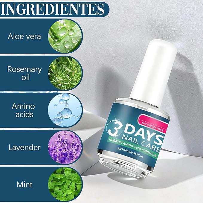3 Days Nail Care - Keratin Amino Acid Nail Care, for Dry Weak Fragile Nails, Strengthening & Hydrating (16ml, 2pcs)