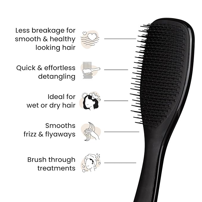 Tangle Teezer Ultimate Detangler Brush for Wet & Dry Hair, Eliminates Knots & Reduces Breakage for All Hair Types, Liquorice Black