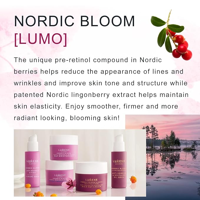 Lumene [Lumo Nordic Bloom Anti-Wrinkle + Firming Night Cream - Hydrating Face Moisturizer for Visibly Firmer, Radiant & Smooth Skin - Formulated with Pre-Retinol Complex + Lingonberry Extract (50ml)