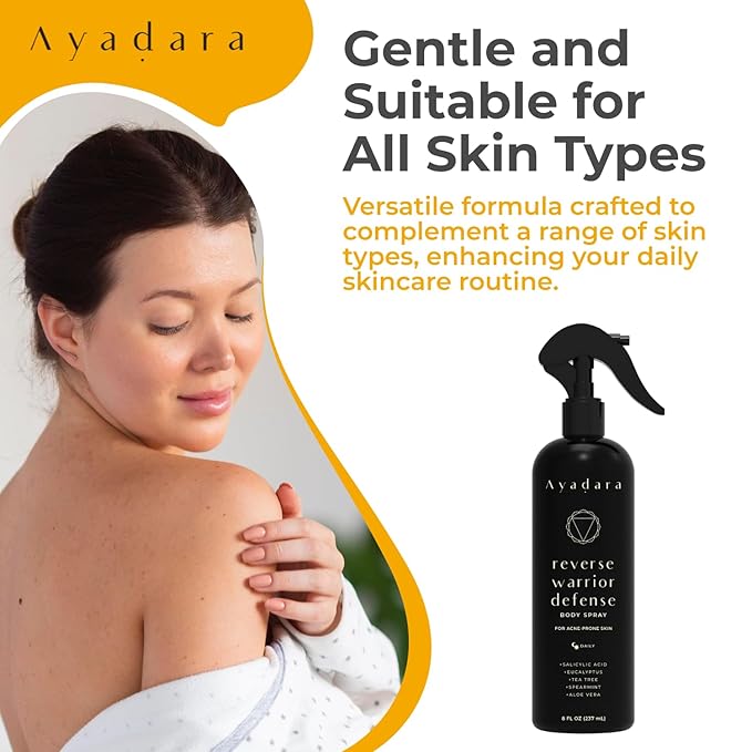 Bacne Treatment Body Spray, 8 fl oz, Cystic Back bacne Treatment Spray with Salicylic Acid, Tea Tree Chest, Butt and Body bacne Spray for Hormonal bacne, Bacne Treatment for Teens Adults, 2000 Sprays