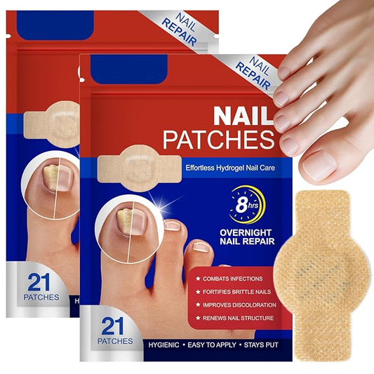 Nail Patches for Toenails, 21pcs/Bag Toenail Extra Strength, Nighttime Nail Repair for Damaged, Discolored Nails, Safe for Sensitive Skin, Easy to Apply (42 PCS)