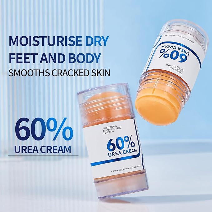 Foot Care Urea Cream Stick 60% Urea Deeply Moisturising with Rapid Absorption Nourishes Dry Skin Removes Dead Skin Suitable for Feet, Knees and Elbows 40g*2