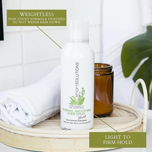 SMART SOLUTIONS Thermal Smooth n' Shine Spray, 5 oz.| Eliminates Frizz & Flyaway's | Non-Sticky