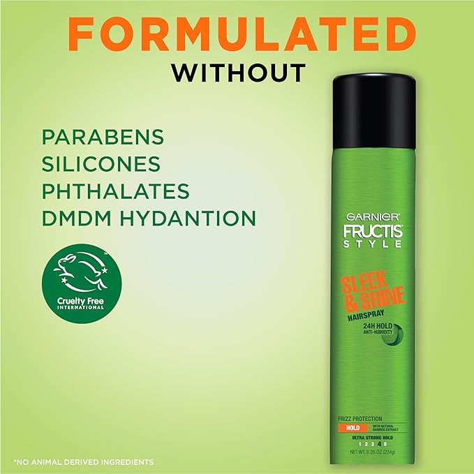 Garnier Fructis Style Sleek and Shine Anti-Humidity Hairspray, Ultra Strong Hold, Frizz Protection 8.25 Oz, 3 Count (Packaging May Vary)