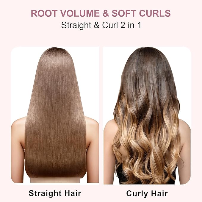 Thermal Brush, 1.5 inch Heated Round Curling Brush Hair Straightening Styler, Less Frizz Hair Hot Straightener with Detachable Head for Salon Style